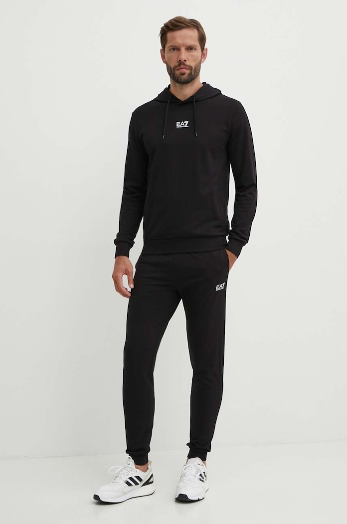 Pamučna trenirka EA7 Emporio Armani pletivo crna PJVRZ.8NPV64.1200