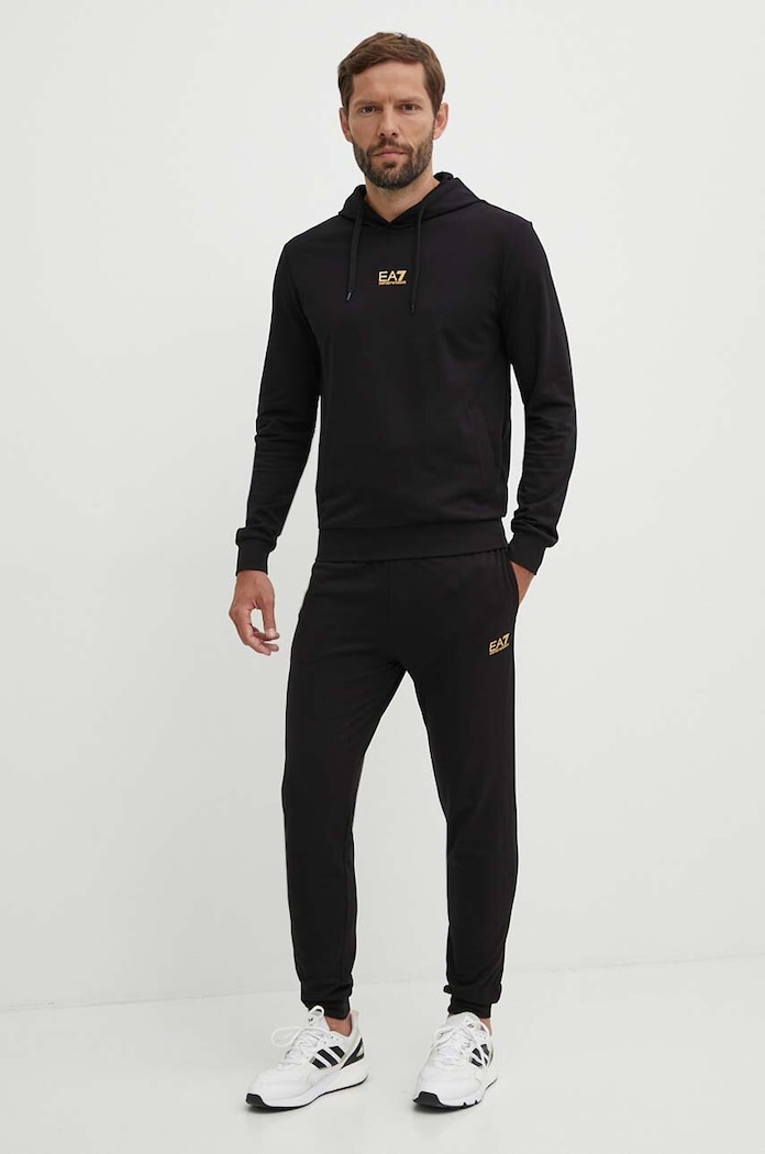 Памучен анцуг EA7 Emporio Armani памук черен PJVRZ.8NPV64.0208