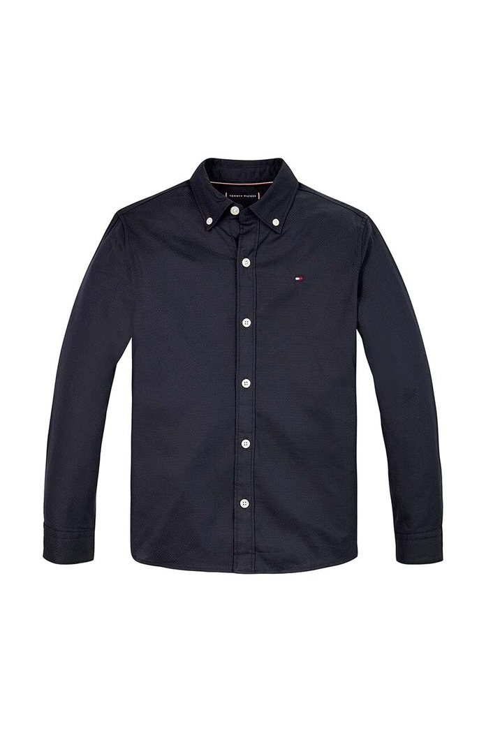 Παιδικό βαμβακερό πουκάμισο Tommy Hilfiger KB0KB09262.9BYH.128.176 σκούρο μπλε AW24