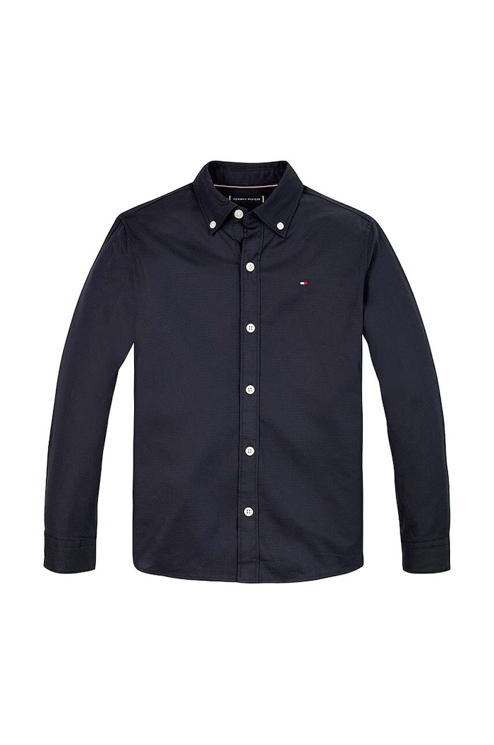 Παιδικό βαμβακερό πουκάμισο Tommy Hilfiger KB0KB09262.9BYH.128.176 σκούρο μπλε AW24