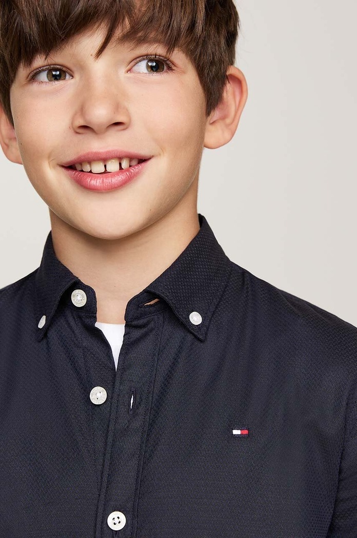 Αγορίστικα Παιδικό βαμβακερό πουκάμισο Tommy Hilfiger KB0KB09262.9BYH.128.176 σκούρο μπλε