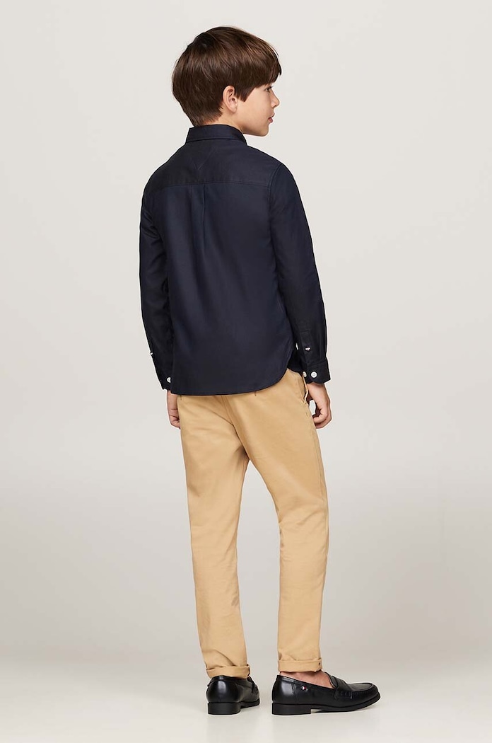 Παιδικό βαμβακερό πουκάμισο Tommy Hilfiger KB0KB09262.9BYH.128.176 σκούρο μπλε
