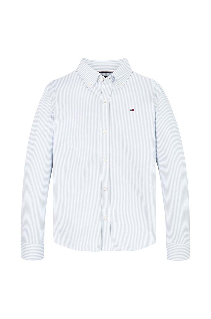 Dětská bavlněná košile Tommy Hilfiger KB0KB09267.9BYH.98.122 modrá AW24