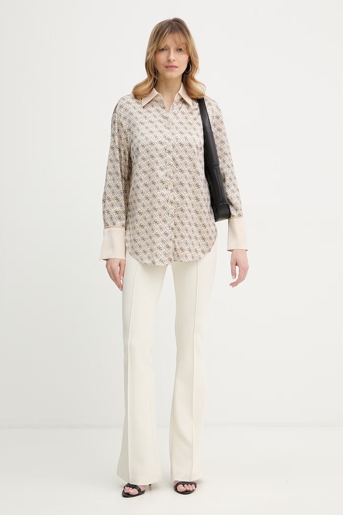 Guess cămașă ALEXANDRA W4YH47.WF1T2 bej SS26