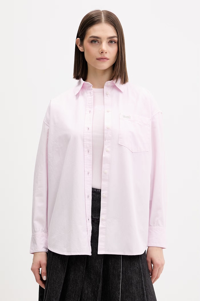 Bavlněná košile Guess Jeans růžová W4YH22.WGCF1