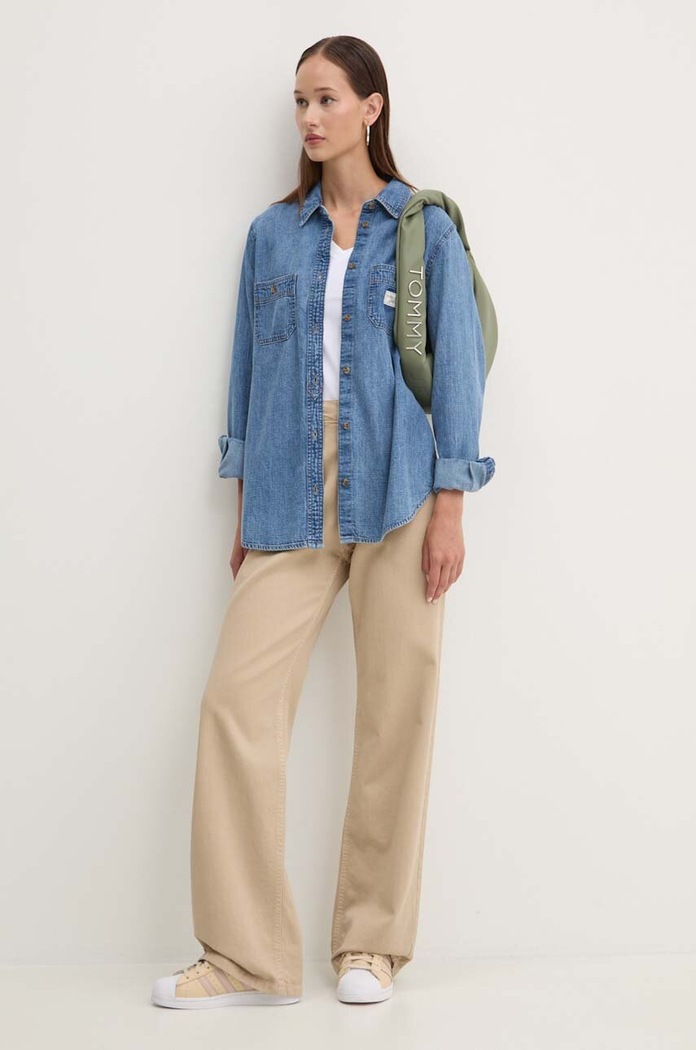 Džínová košile Guess Jeans W4YH37.D5EI2 modrá SS26