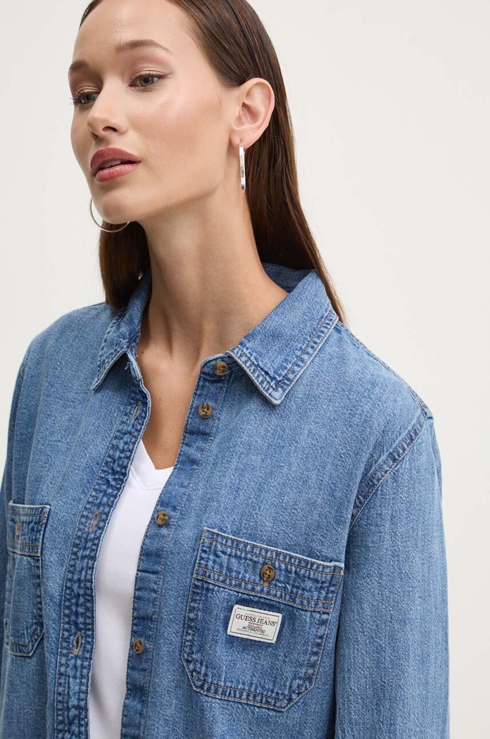 Džínová košile Guess Jeans modrá W4YH37.D5EI2