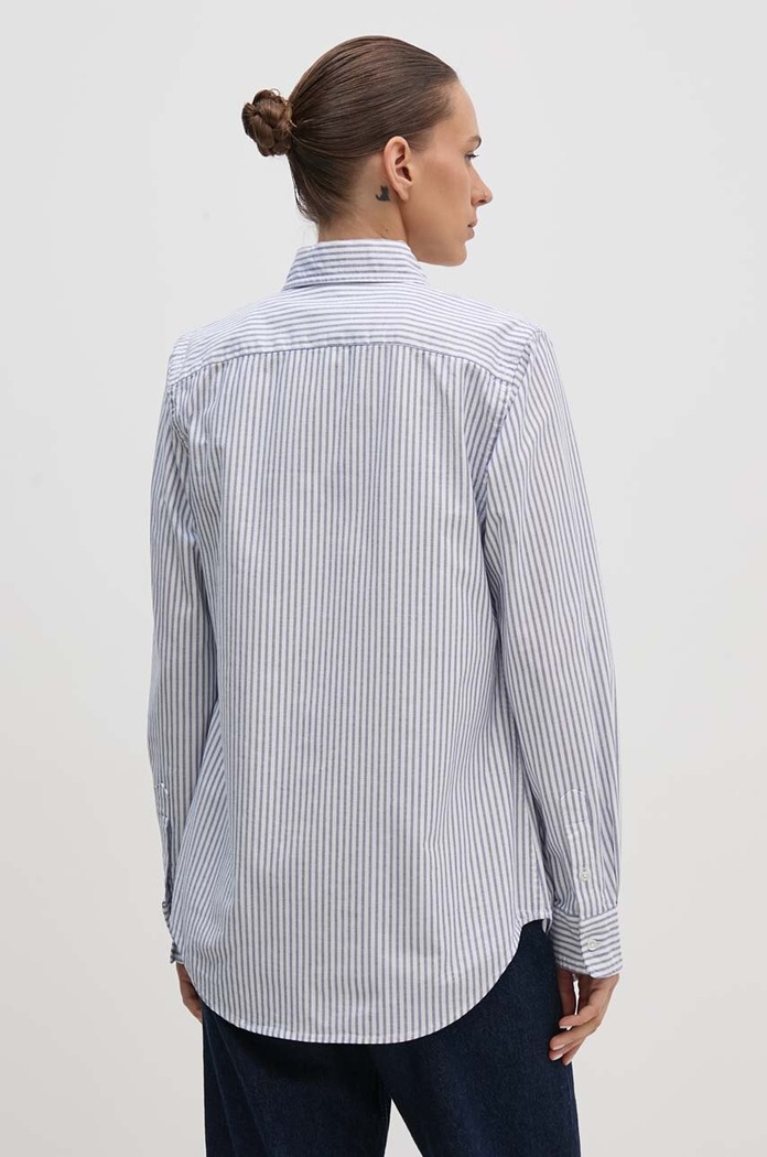 Ρούχα Polo Ralph Lauren πουκάμισο γυναικείο βαμβακερό με ελαστάν 211941508 μπλε