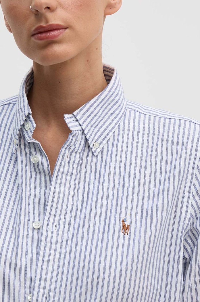 Polo Ralph Lauren πουκάμισο γυναικείο βαμβακερό με ελαστάν 211941508 μπλε