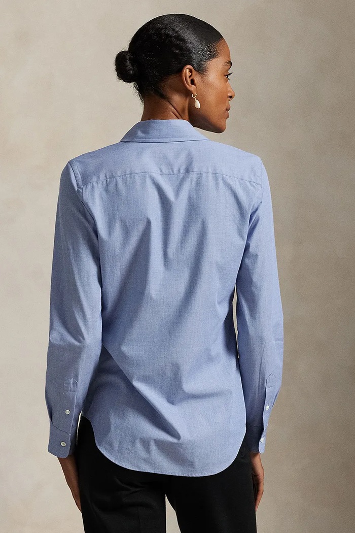 Polo Ralph Lauren koszula damska bawełniana z elastanem 211941509 niebieski SS26