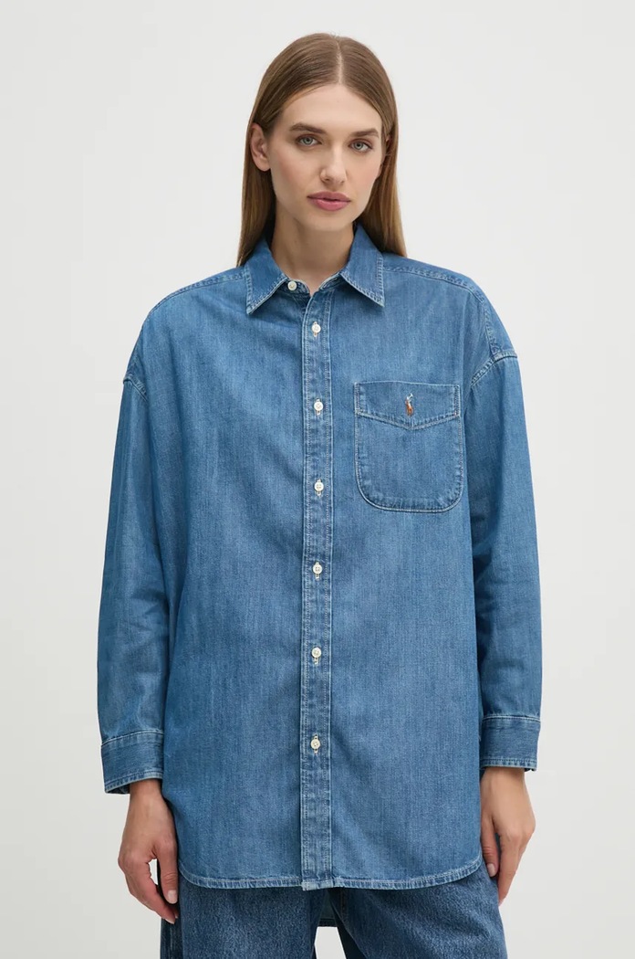 Rifľová košeľa Polo Ralph Lauren relaxed modrá 211952262