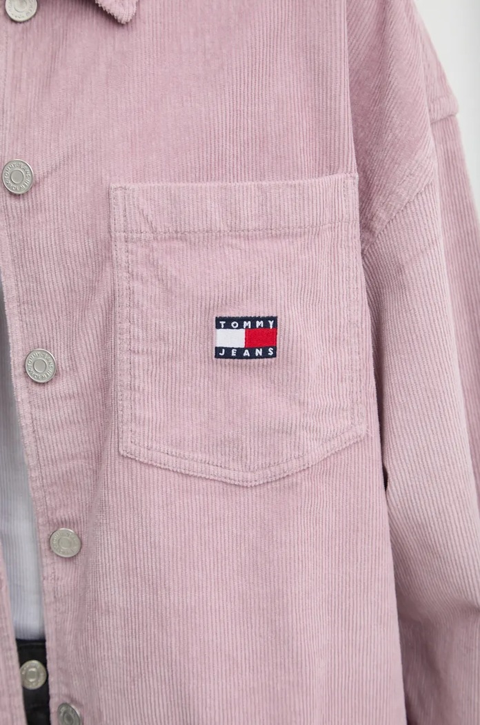 Odzież Tommy Jeans koszula sztruksowa DW0DW18619 różowy