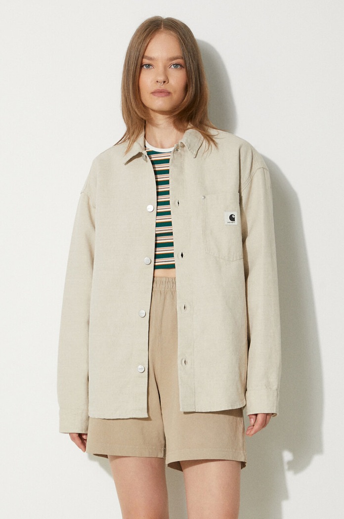 Carhartt WIP linen blend shirt Ethel Shirt Jac beige I033569.502