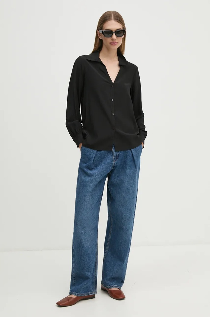 Košile United Colors of Benetton 59WJDQ09A černá AW24