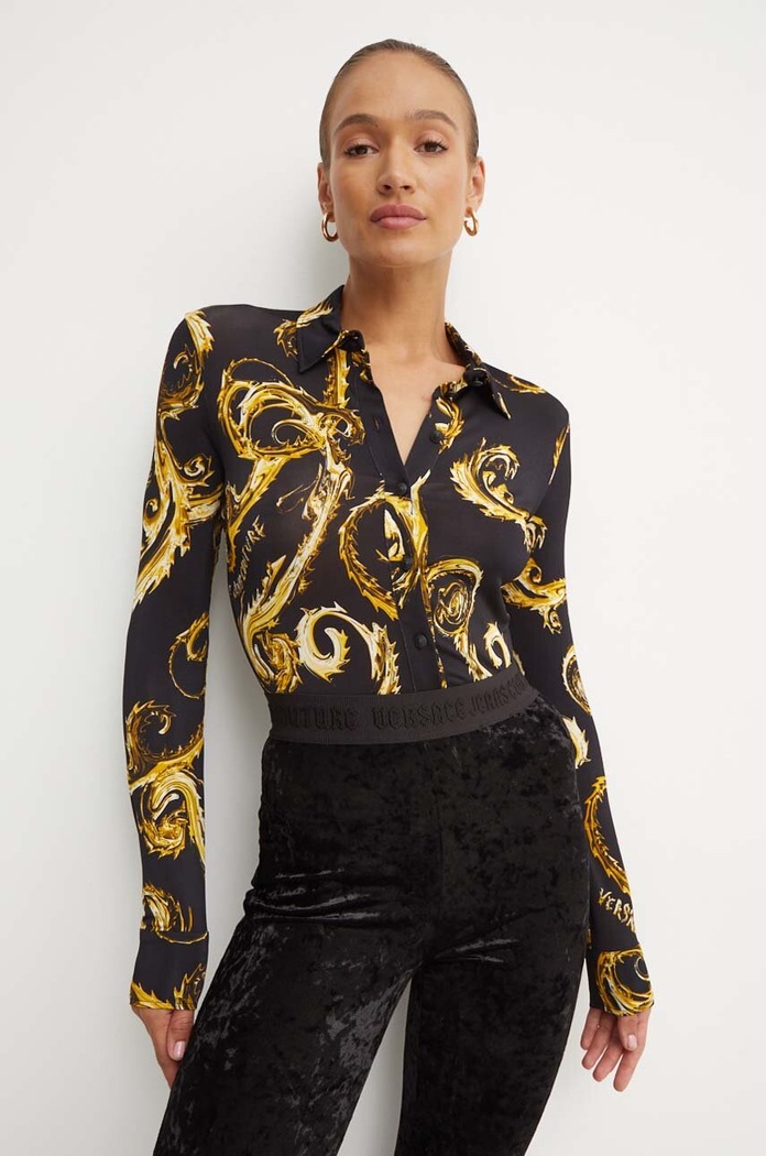 Πουκάμισο Versace Jeans Couture με ελαστάν μαύρο 77HAL213.JS358