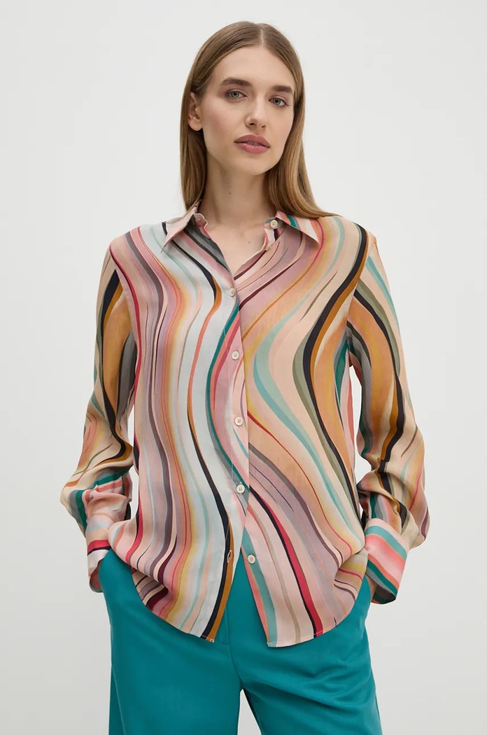 Košeľa s prímesou hodvábu PS Paul Smith regular viacfarebná W2R.335B.N31190
