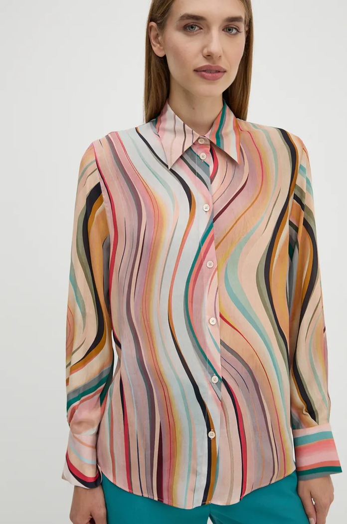 Košeľa s prímesou hodvábu PS Paul Smith viacfarebná W2R.335B.N31190