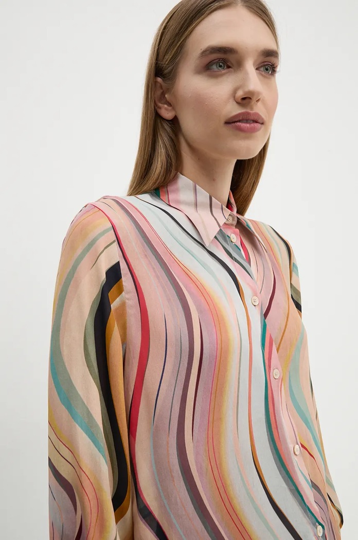 Košeľa s prímesou hodvábu PS Paul Smith W2R.335B.N31190 viacfarebná