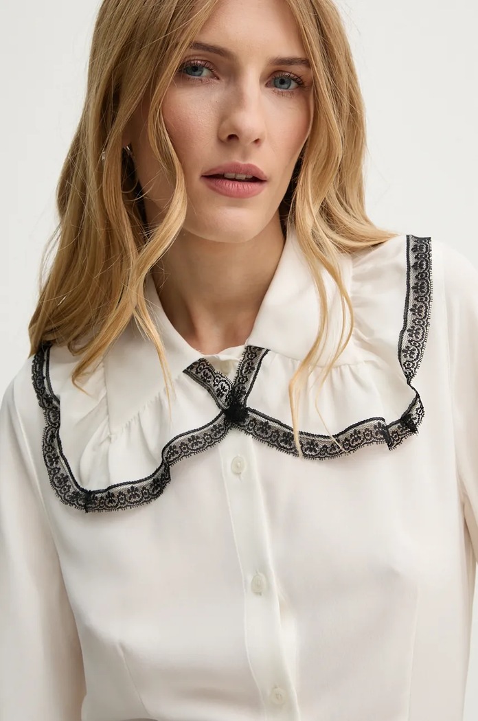 The Kooples koszula jedwabna regular biały FCCL29004K
