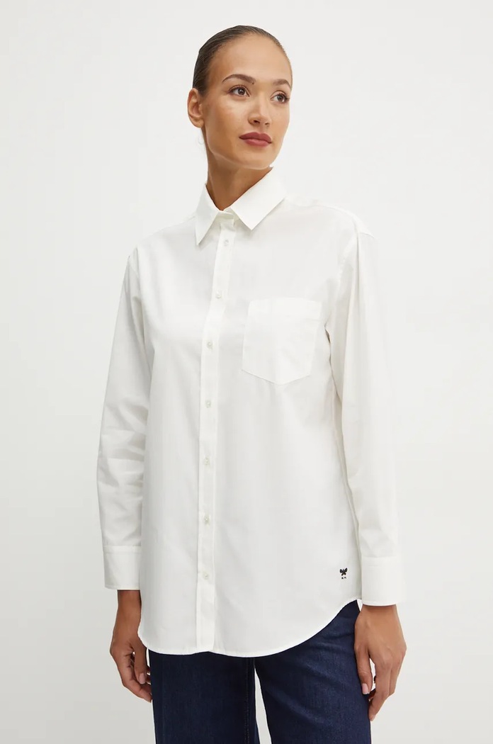 Bavlněná košile Weekend Max Mara dlouhý béžová 2425196012600