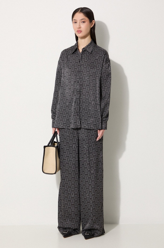 Košile Kenzo Weave Dropped Shoulders Shirt FE62CH2479R1.99 černá AW24