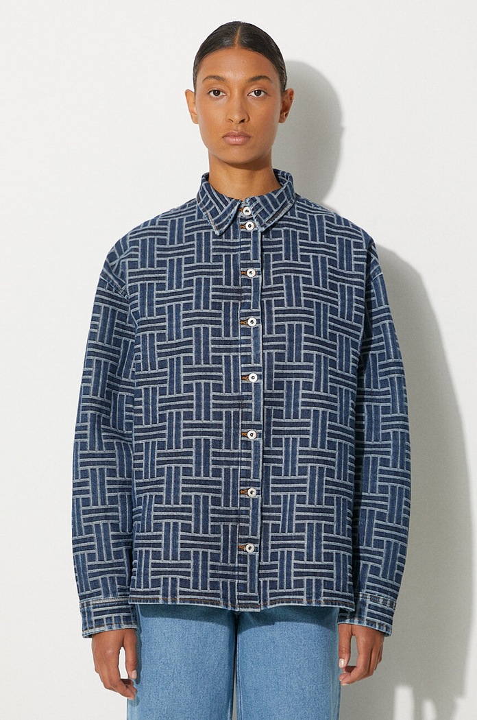 Džínová košile Kenzo Dropped Shoulders Shirt riflovina modrá FE62DC2476J3.DS