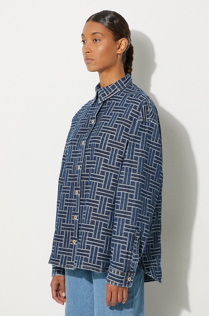 Džínová košile Kenzo Dropped Shoulders Shirt modrá FE62DC2476J3.DS