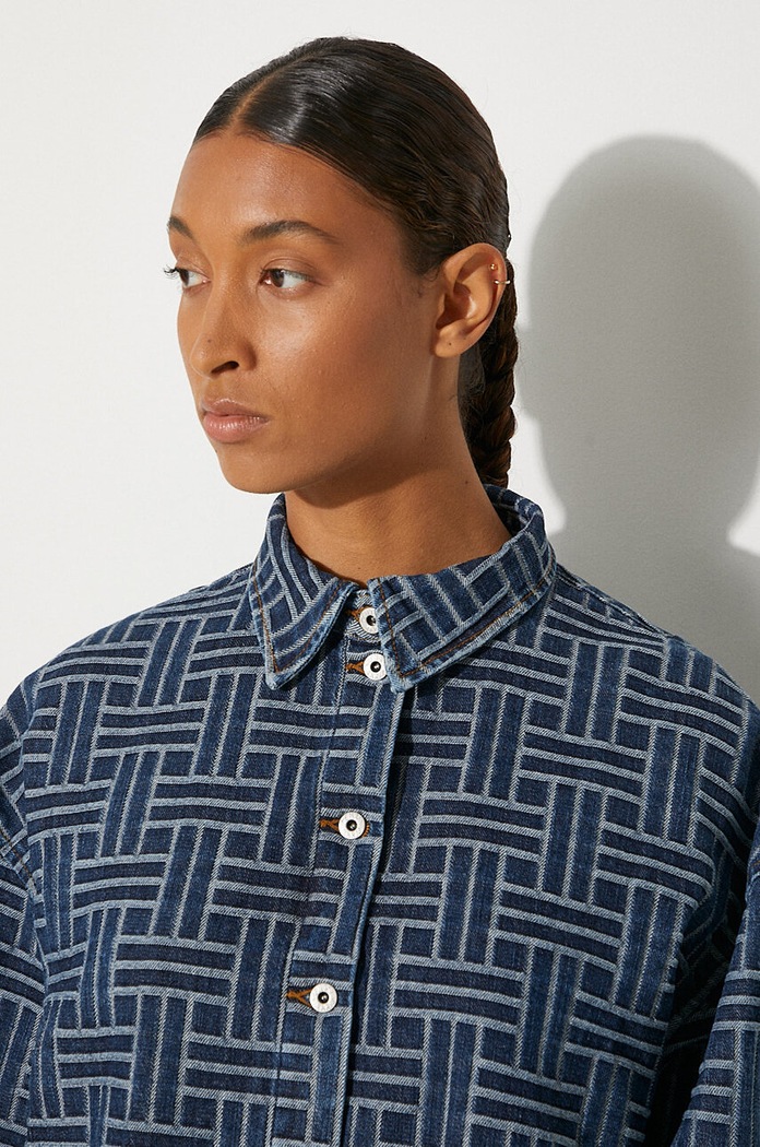 Džínová košile Kenzo Dropped Shoulders Shirt FE62DC2476J3.DS modrá