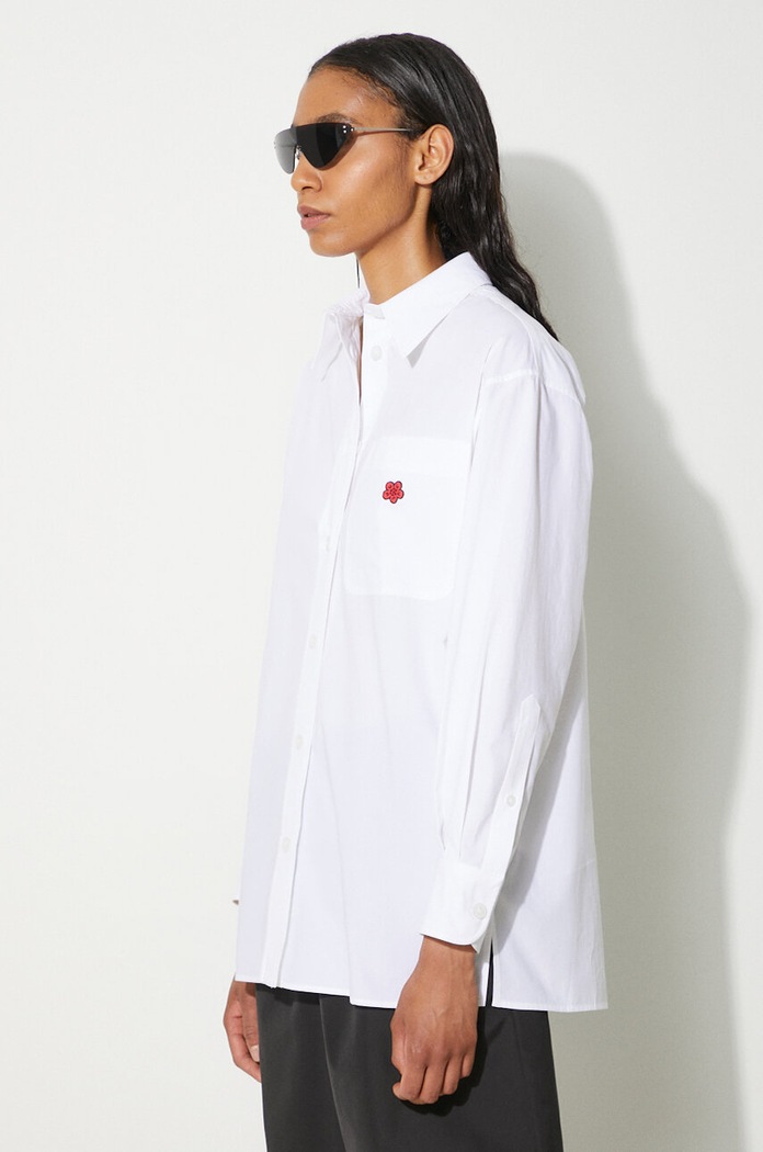 Bavlněná košile Kenzo Boke Flower Oversized Shirt bílá FE62CH2569LS.01