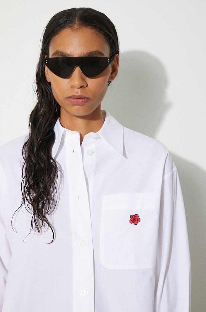 Bavlněná košile Kenzo Boke Flower Oversized Shirt FE62CH2569LS.01 bílá