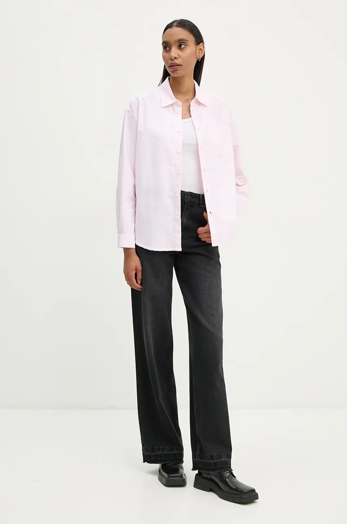 Odzież A.P.C. koszula bawełniana chemise boyfriend logo COGUH.F12550 różowy