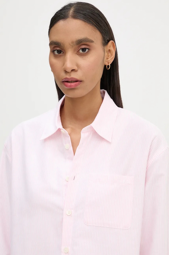 A.P.C. koszula bawełniana chemise boyfriend logo różowy COGUH.F12550