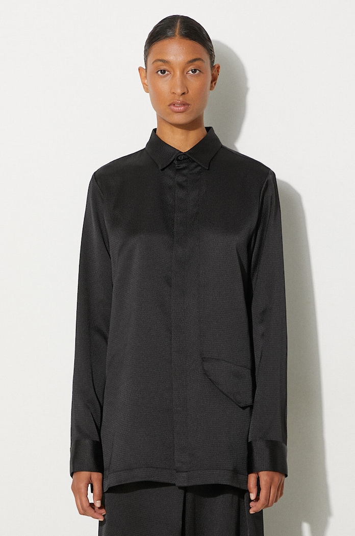 Košile Y-3 Tech Seersucker Shirt regular černá IN4397