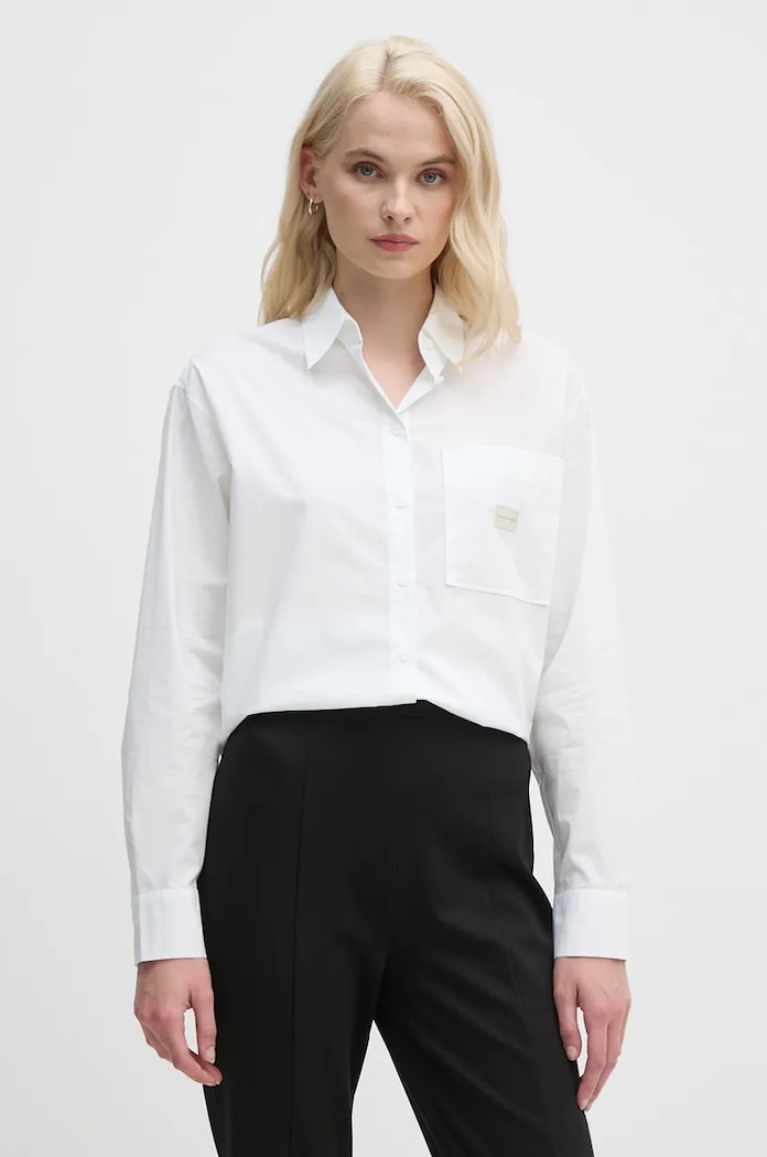 Bavlnená košeľa Calvin Klein Jeans relaxed béžová J20J224436