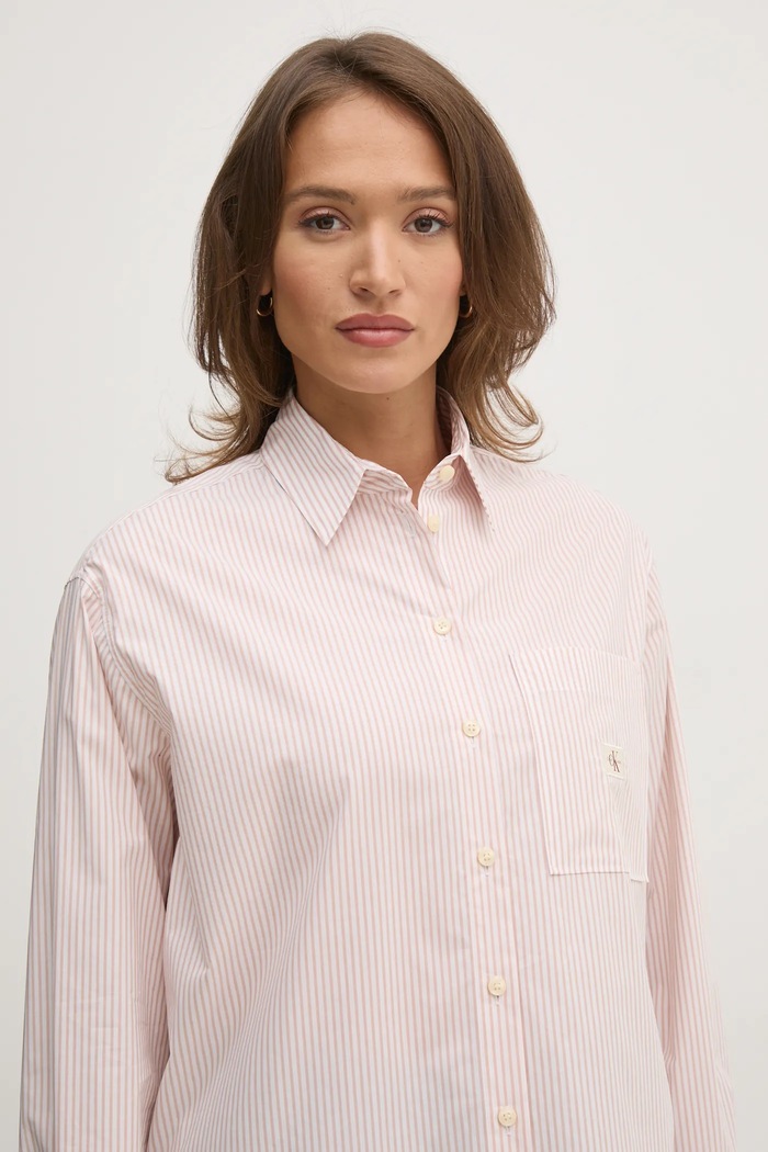 Calvin Klein Jeans koszula bawełniana różowy J20J224436