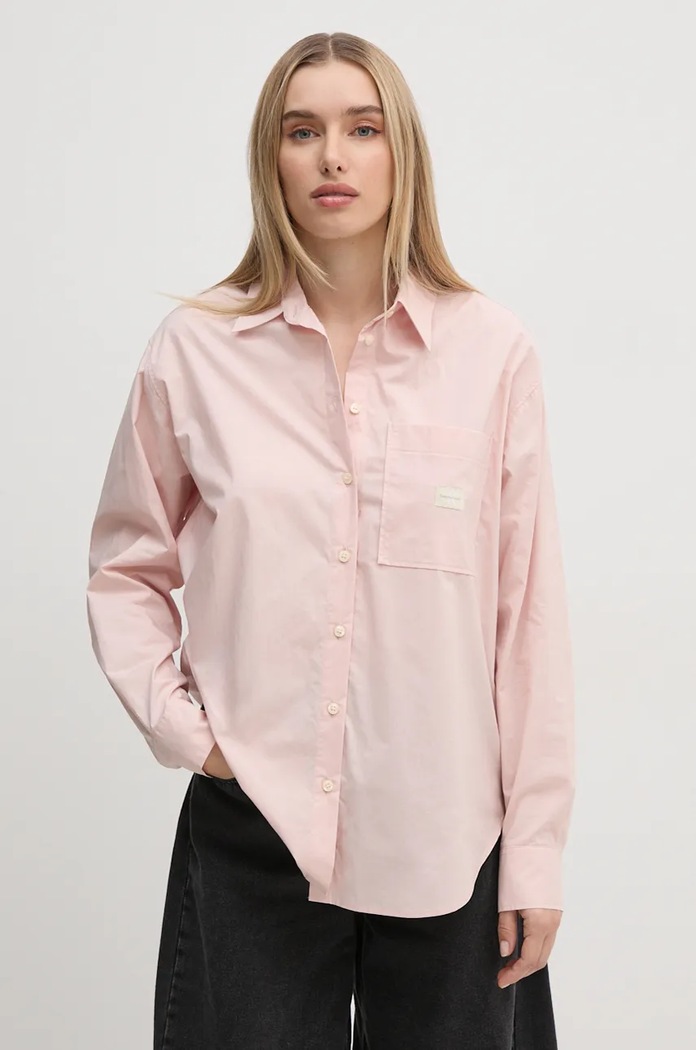 Calvin Klein Jeans koszula bawełniana bawełna różowy J20J224436