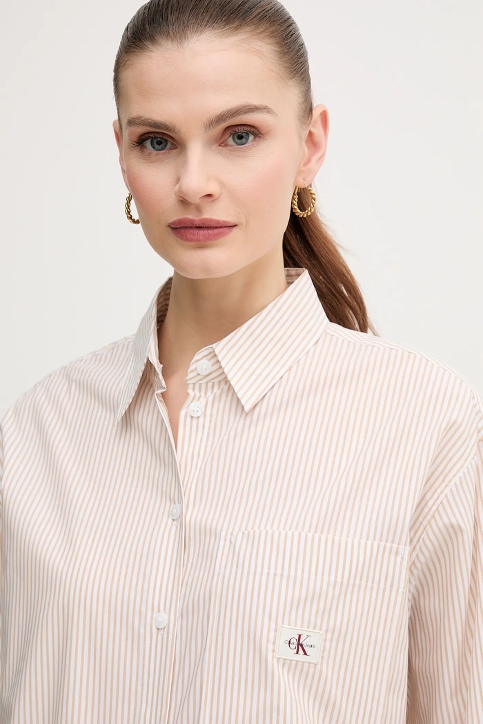 Calvin Klein Jeans koszula bawełniana beżowy J20J224436