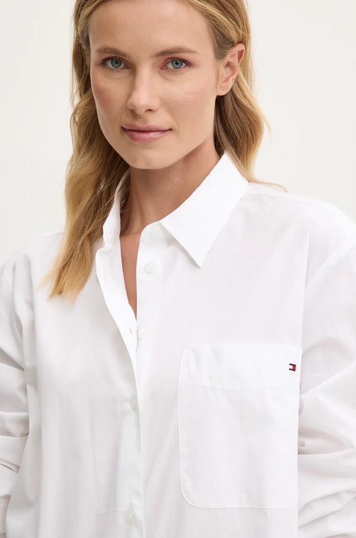 Bavlnená košeľa Tommy Hilfiger biela WW0WW45612