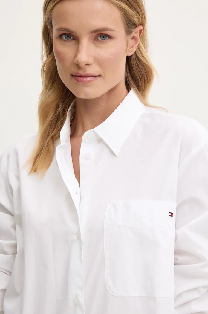 Bavlnená košeľa Tommy Hilfiger biela WW0WW45612
