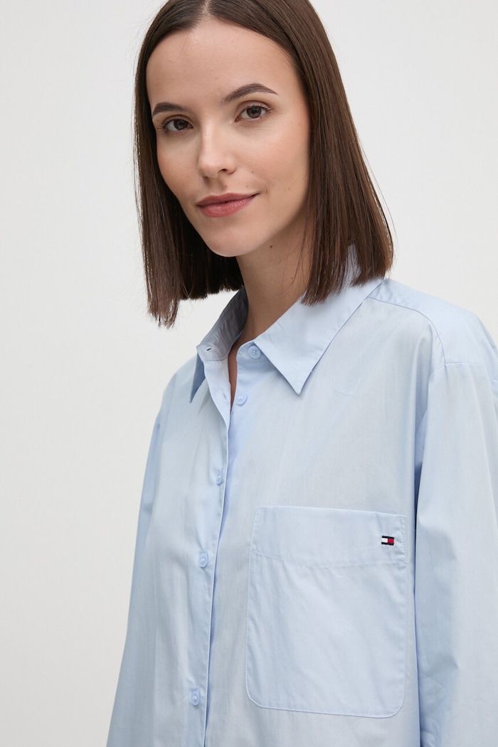 Pamučna košulja Tommy Hilfiger plava WW0WW45612