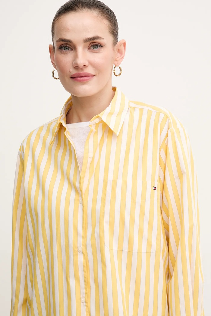 Tommy Hilfiger koszula bawełniana żółty WW0WW45612