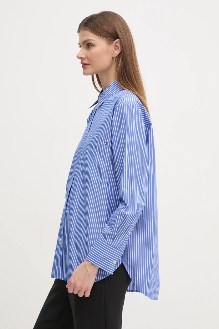 Bavlnená košeľa Tommy Hilfiger fialová WW0WW45612