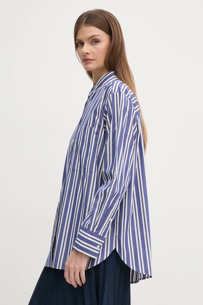 Bavlnená košeľa Tommy Hilfiger jednofarebný tmavomodrá WW0WW45612
