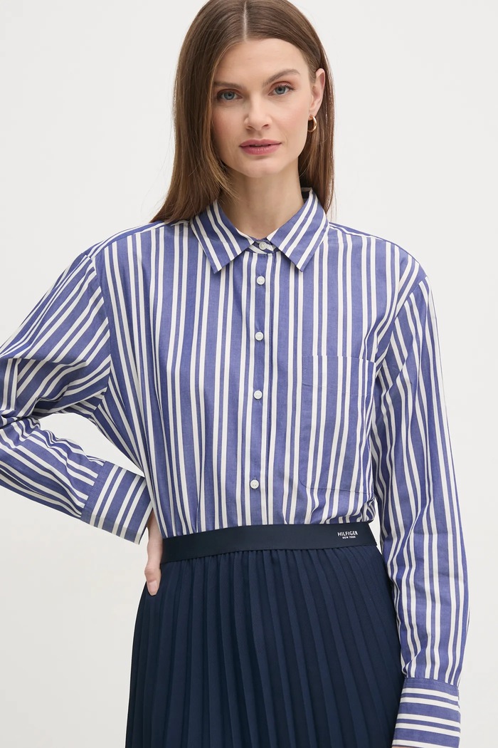 Bavlnená košeľa Tommy Hilfiger tmavomodrá WW0WW45612