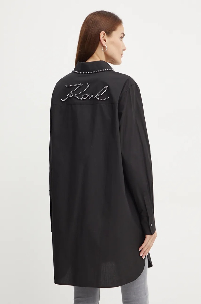 Karl Lagerfeld koszula bawełniana klasyczny czarny 246W1602