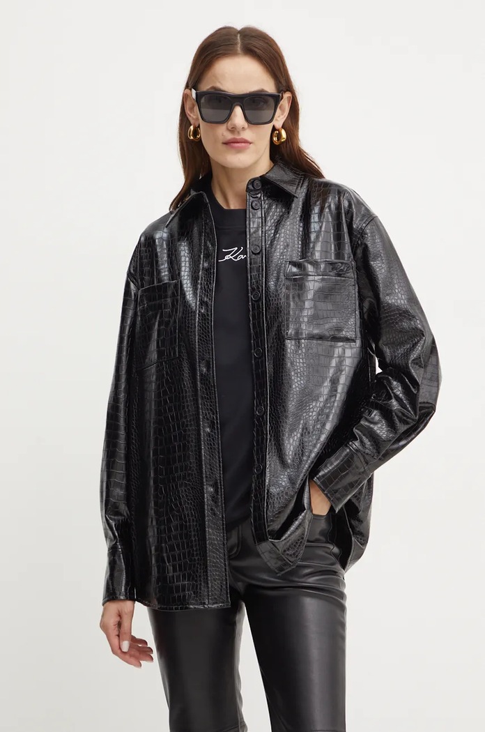Košile Karl Lagerfeld hladký černá 246W1613