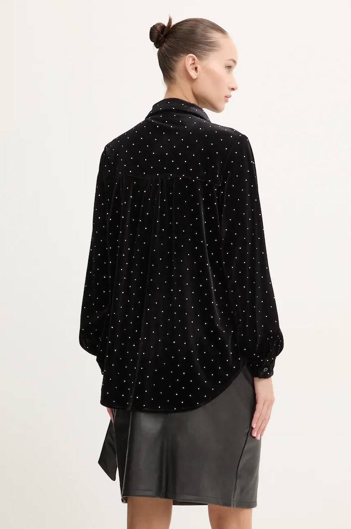 Odzież Never Fully Dressed Koszula welurowa Cristi Shirt NFDTO1433 czarny