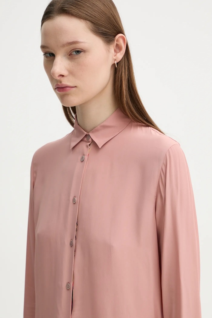 Košulja s primjesom svile PS Paul Smith roza W2R.019B.P31186