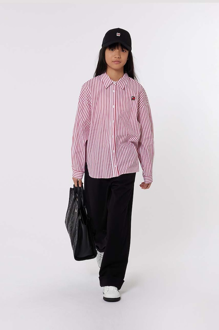 Dkny koszula bawełniana dziecięca wzorzyste czerwony D62071.156.162
