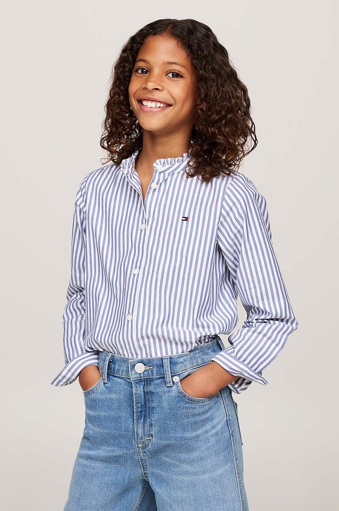 Djevojčice Dječja pamučna košulja Tommy Hilfiger KG0KG08230.9BYH.104.122 plava